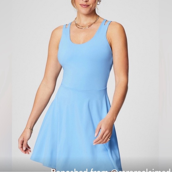 💫NWT Fabletics Women’s Boost Performance Sleevess Dress in Light Blue s - Picture 6 of 13